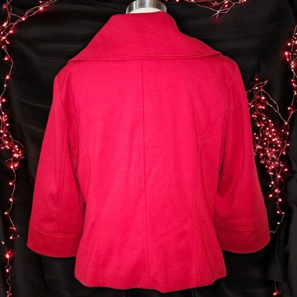 Sandro festive red wide Puritan collar swing jacket - Picture 3 of 7